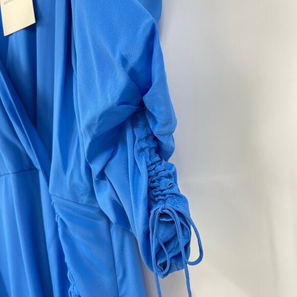 Magali Pascal | NWT Electric Blue Milena Dress Silk Blend Gathered Midi S - Picture 7 of 12